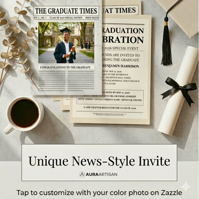Modern Newspapers Graduation Invitation 20266 (Creator Uploaded)
