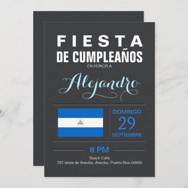 Modern: Nicaragua Party Invitation (Front/Back)