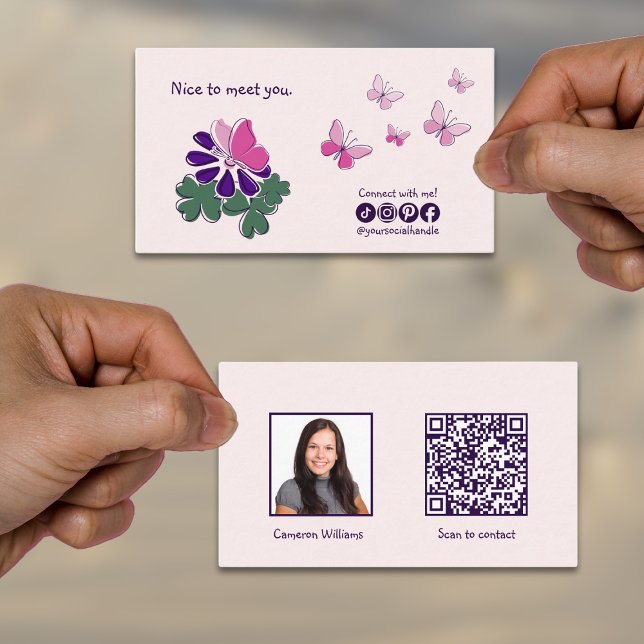 Modern Nice To Meet You Blush Connect On Social Business Card (Modern Nice To Meet You Blush Connect On Social Business Card)