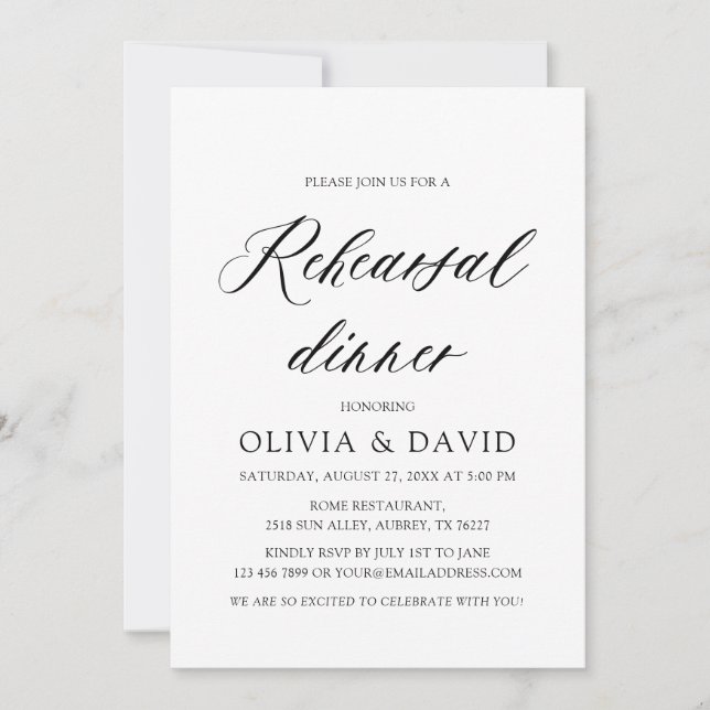 Modern Night Before Rehearsal Dinner Invitation (Front)