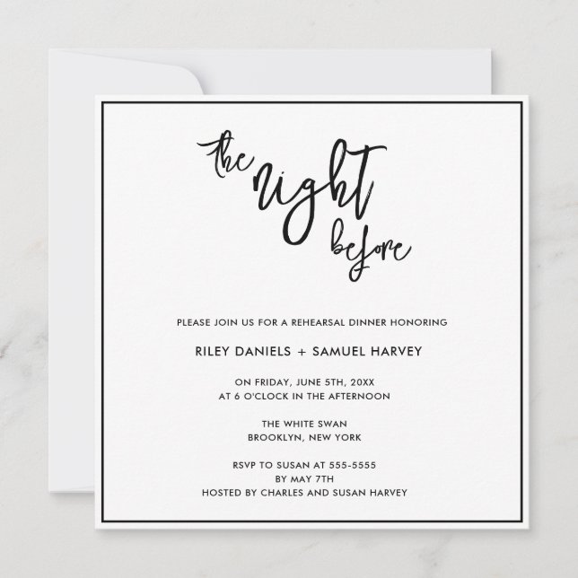 Modern Night Before Rehearsal Dinner Invitation (Front)