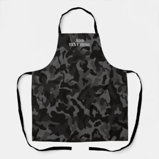 Modern Night Black Camouflage Camo Pattern Apron