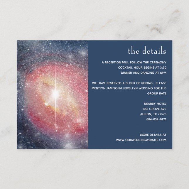 Modern Night Sky Galaxy Blue Purple Red Enclosure Card (Front)