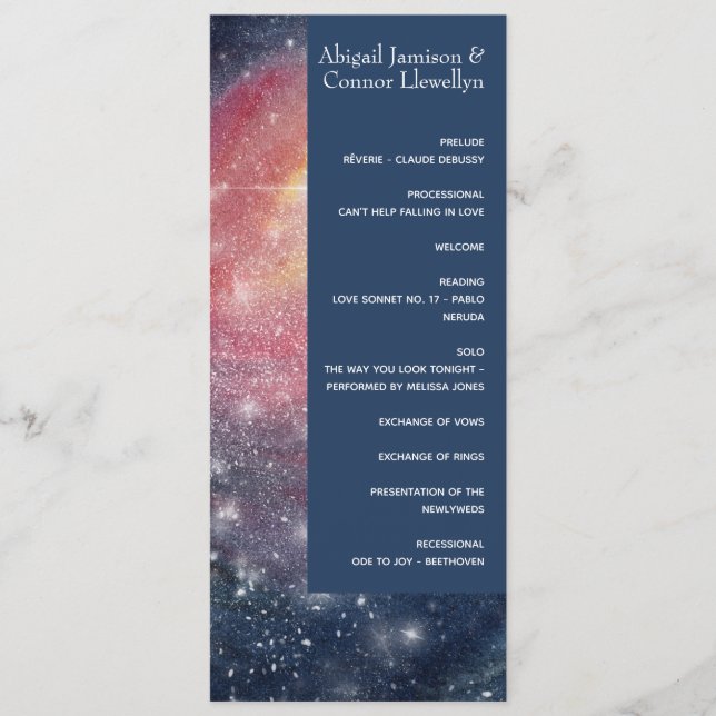 Modern Night Sky Galaxy Blue Purple Red Program (Front)