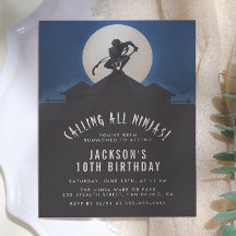 Modern Ninja on Roof Top Silhouette Birthday Party