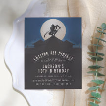 Modern Ninja on Roof Top Silhouette Birthday Party