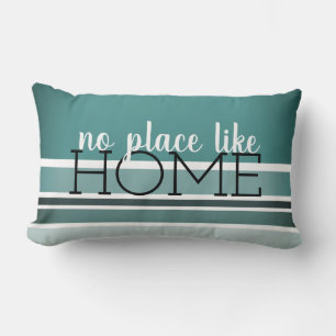 modern no place like home teal stripes quote lumbar cushion