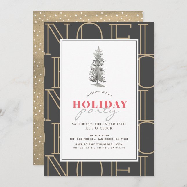 Modern NOEL Pattern Christmas Holiday Party Invitation (Front/Back)