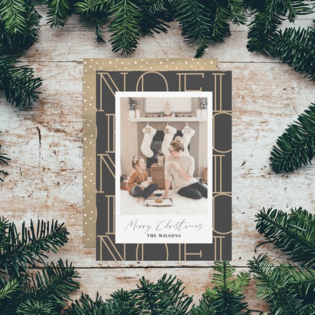 Modern NOEL Pattern Christmas Holiday Photo Card (Creator Uploaded)