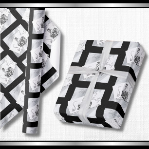 Modern Noir 30th Birthday Couture Wrapping Paper