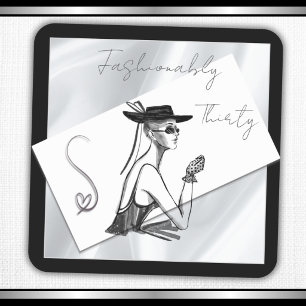 Modern Noir Glamourous 30th Birthday Square Sticke Sticker