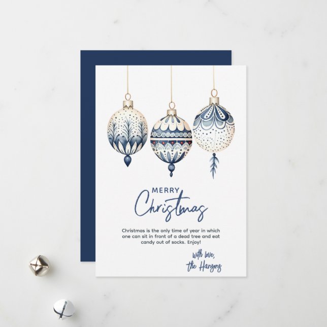 Modern Nordic Style Ornaments Christmas Holiday Card (Front/Back In Situ)
