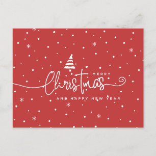 Modern Nordic-Style Red and White Holiday Postcard