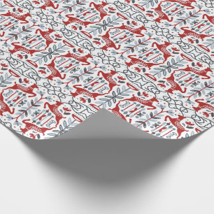 Modern Nordic Style Red & Grey Christmas Wrapping Paper