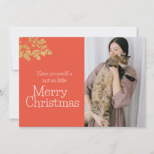 Modern Not So Little Cat Christmas One Photo  Holiday Card