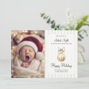Modern Not so Silent Night Newborn Baby Photo Holiday Card