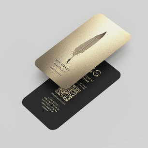 Modern Notary Black Gold Elegant Monogram Business Card