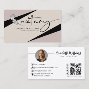 Modern Notary Photo QR Code Business Card