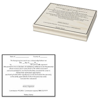Modern notary public acknowledgement seal rubber stamp