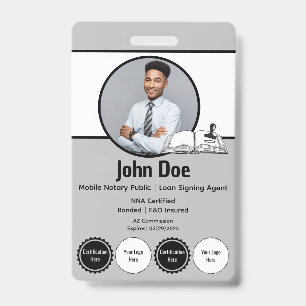 Modern Notary Public ID Badge with QR