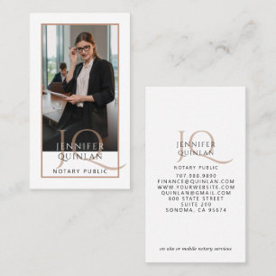 Modern Notary Public Monogrammed Photo Business Card