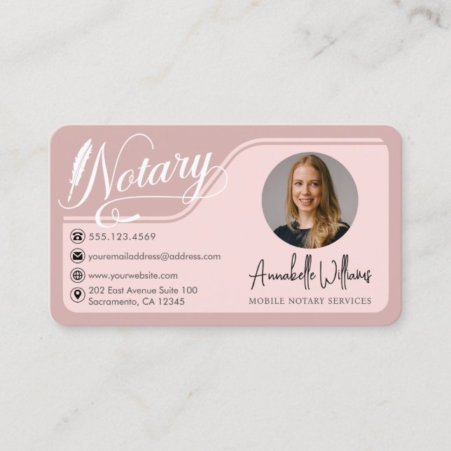 Modern Notary Public Photo Business Card (Front)