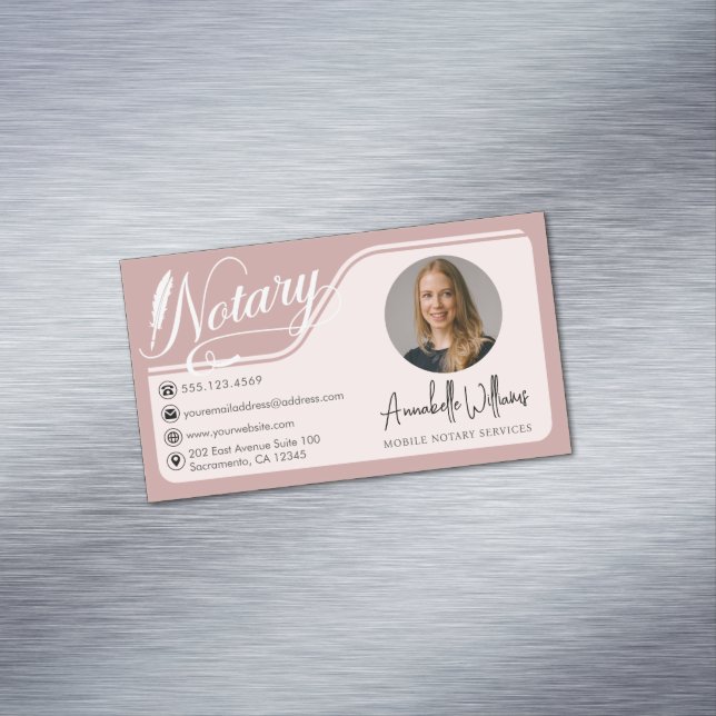 Modern Notary Public Photo  Magnetic Business Card (In Situ)