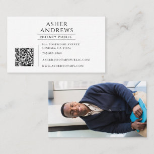 Modern Notary Public Photo QR Code Business Card