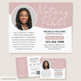 Modern Notary Public Photo QR Code Pink Business Flyer
