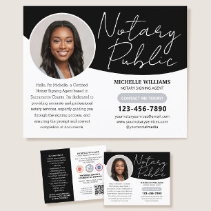 Modern Notary Public Profile Photo QR Code Black Flyer