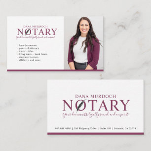 Modern Notary Public Signing Agent Photo Business Card