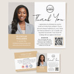 Modern Notary Public Thank You Photo QR Code Gold Flyer<br><div class="desc">Express gratitude to clients with personalised thank you flyers! A perfect way to show your appreciation and invite future collaborations. This modern design showcases your photo, along with elegant script lettering. A double-sided template, customised with your logo, a personal message, your credentials, a list of services, accreditation symbols, and a...</div>
