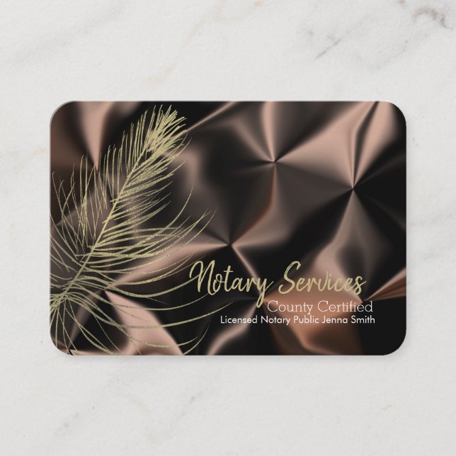  Modern Notary Services Gold Brown Pattern Business Card (Front)