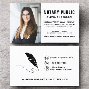 Modern Notary Signing Agent Photo Business Card