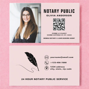 Modern Notary Signing Agent QR Code Photo  Business Card