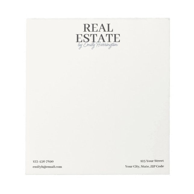 Modern Notepad Neutral Real Estate Agent (Front)