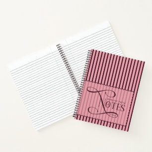Modern Notes Custom Burgundy Stripes Scallops Notebook