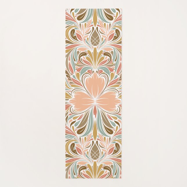Modern Nouveau Boho Pattern Yoga Mat (Back)