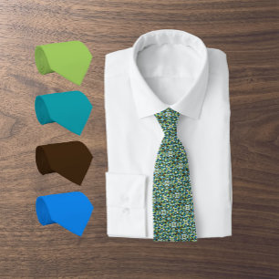 Modern Nouveau Pattern in Pistachio Green, Blue... Tie