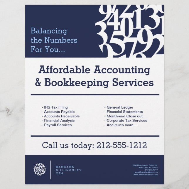 Modern Numbers Logo II Accountant Flyer (Front)