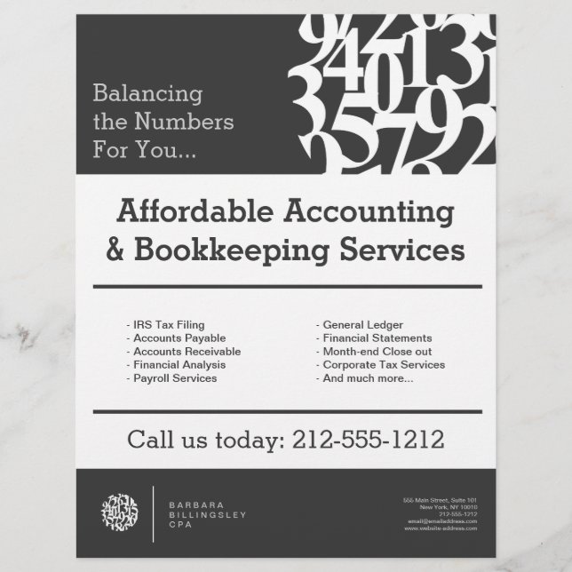 Modern Numbers Logo II Accountant Gray Flyer (Front)