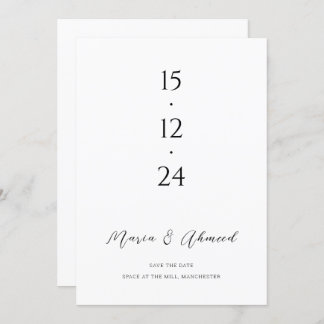 Modern Numerical Wedding Save The Date