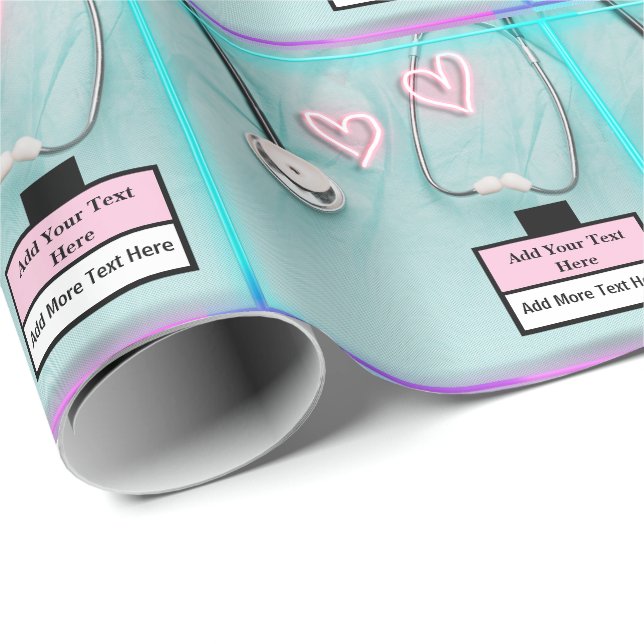 Modern Nurse Doctor Stethoscope And Uniform  Wrapping Paper (Roll Corner)