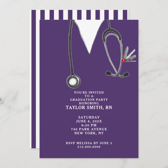 Modern Nurse Graduation Party Invitation (Front/Back)