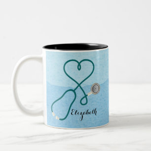 Modern Nurse Medical Doctor Graduate Monogram Two-Tone Coffee Mug
