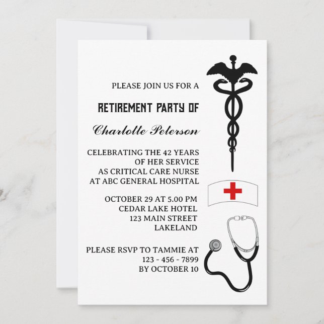 Modern  Nurse Retirement Party  Invitation (Front)
