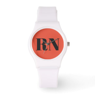 Modern Nurse RN Orange Terracotta Custom Watch