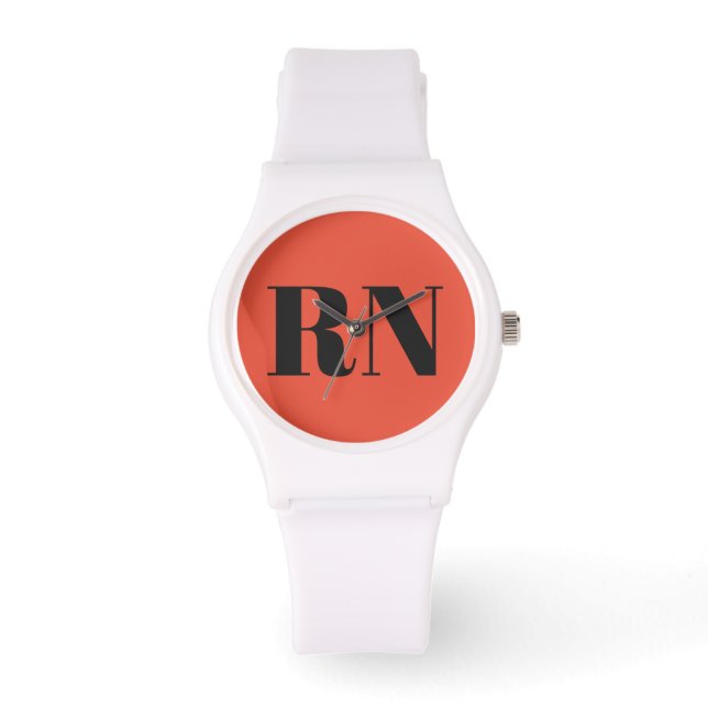 Modern Nurse RN Orange Terracotta Custom Watch (Front)