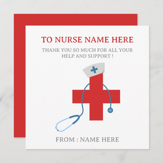 Modern  Nurse Thank You Card (Front/Back)