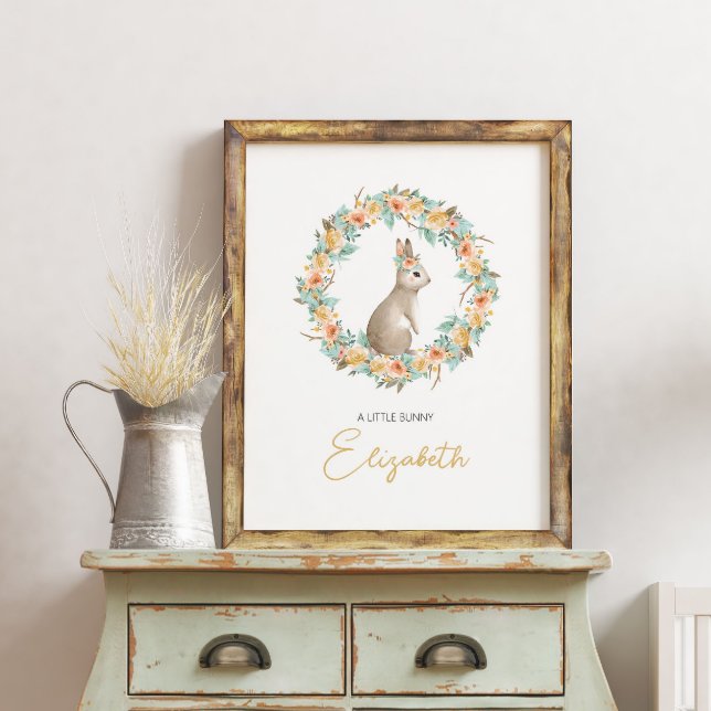 Modern Nursery Baby Name Rabbit Woodland Wall Art (Creator Uploaded)